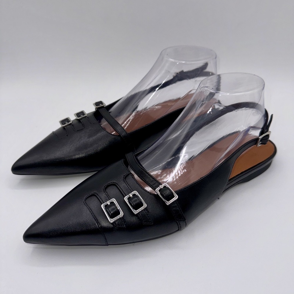 Vagabond Hermine Sling Back Flats Women's Size 9 EU 39 Black Leather